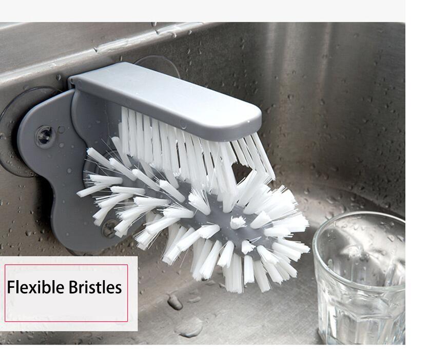 3-Head Kitchen Bottle Brush – Multi-Angle Cleaner for Bottles, Glasses & Baby Items