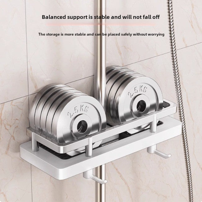 Shower Storage Rack Punch-free Toilet Shower Rod Bathroom Tray Household Shower Storage Basket Rack