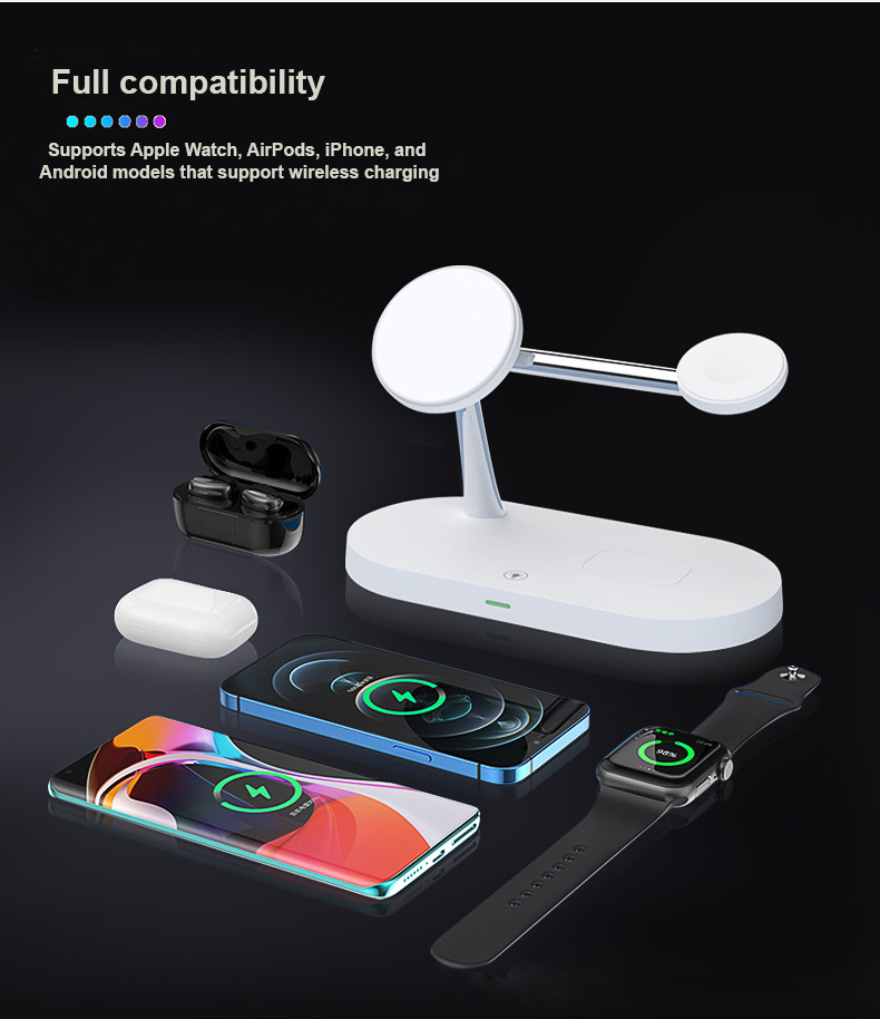5-in-1 Magnetic Wireless Fast Charging Night Light Bracket for iPhone and Android