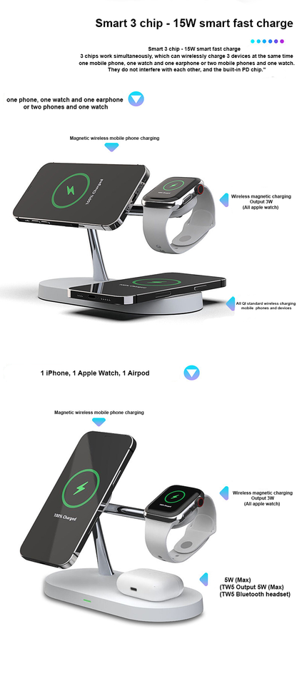 5-in-1 Magnetic Wireless Fast Charging Night Light Bracket for iPhone and Android