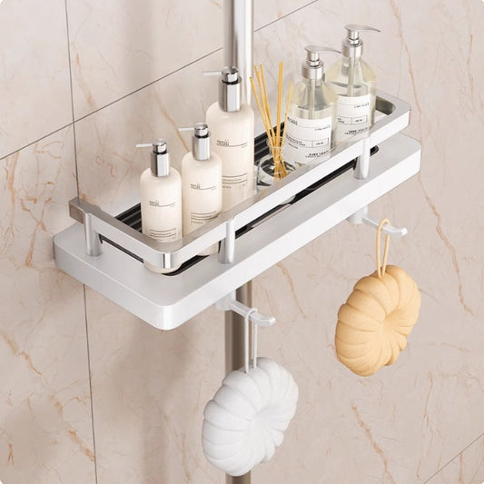 Shower Storage Rack Punch-free Toilet Shower Rod Bathroom Tray Household Shower Storage Basket Rack